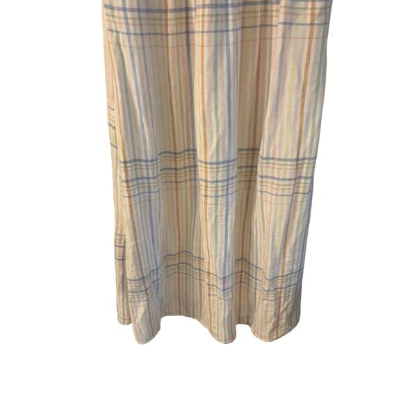 Madewell Linen Blend Clara Midi Dress Plaid Size Medium Muted Blush Pockets - Picture 6 of 8